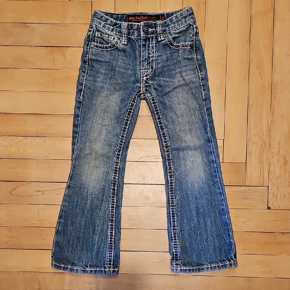 Blue Bootcut Jeans with Classic Fading